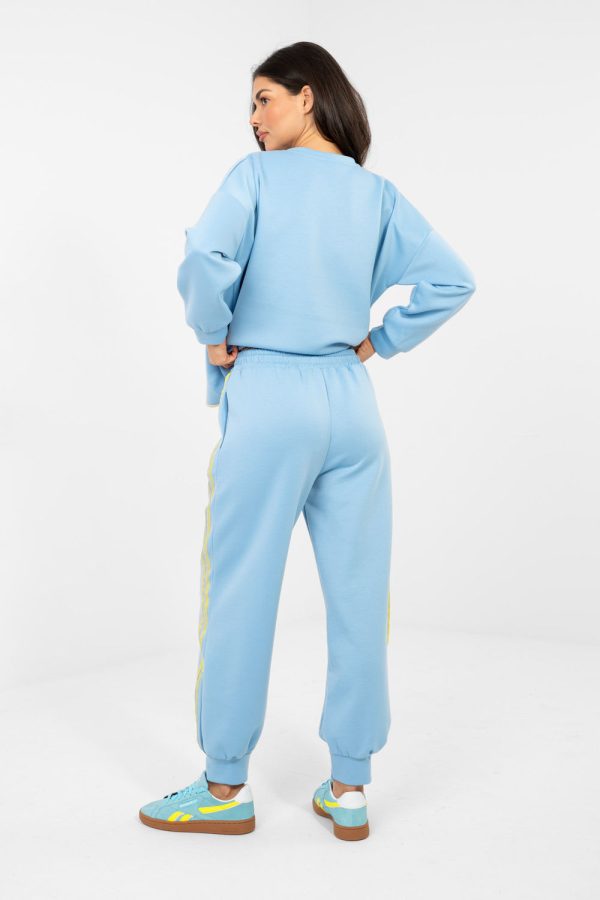 Blue Set in Pants, Trousers, Shorts with Spandex, Polyester and Viscose