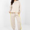 Beige Set in Pants, Trousers, Shorts with Spandex, Polyester and Viscose