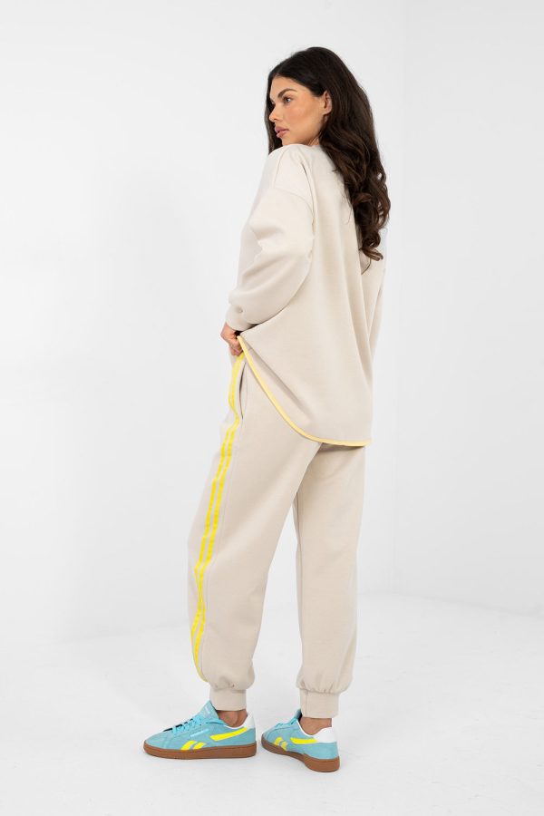 Beige Set in Pants, Trousers, Shorts with Spandex, Polyester and Viscose