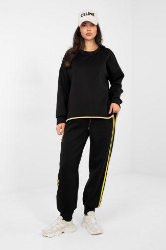 Black Set in Pants, Trousers, Shorts with Spandex, Polyester and Viscose