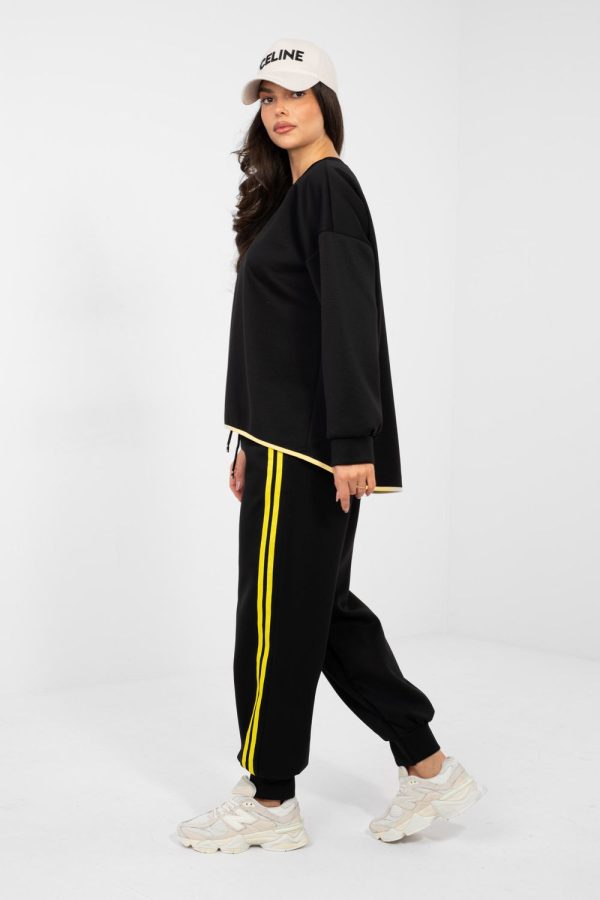 Black Set in Pants, Trousers, Shorts with Spandex, Polyester and Viscose
