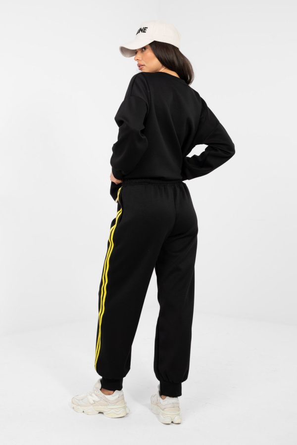 Black Set in Pants, Trousers, Shorts with Spandex, Polyester and Viscose