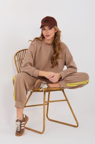 Beige Set in Pants, Trousers, Shorts with Spandex, Polyester and Viscose
