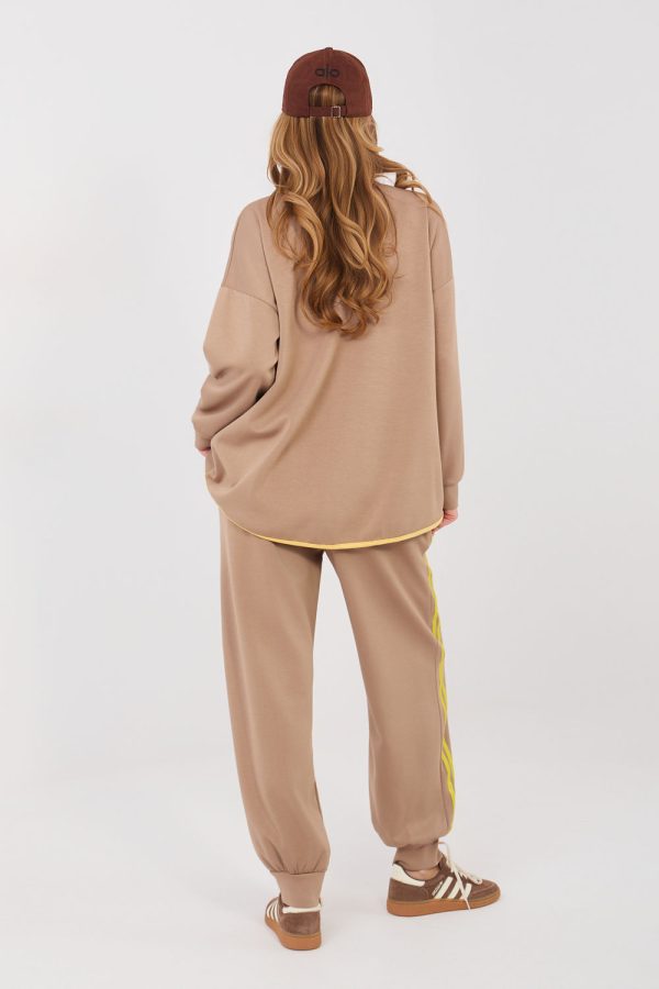 Beige Set in Pants, Trousers, Shorts with Spandex, Polyester and Viscose