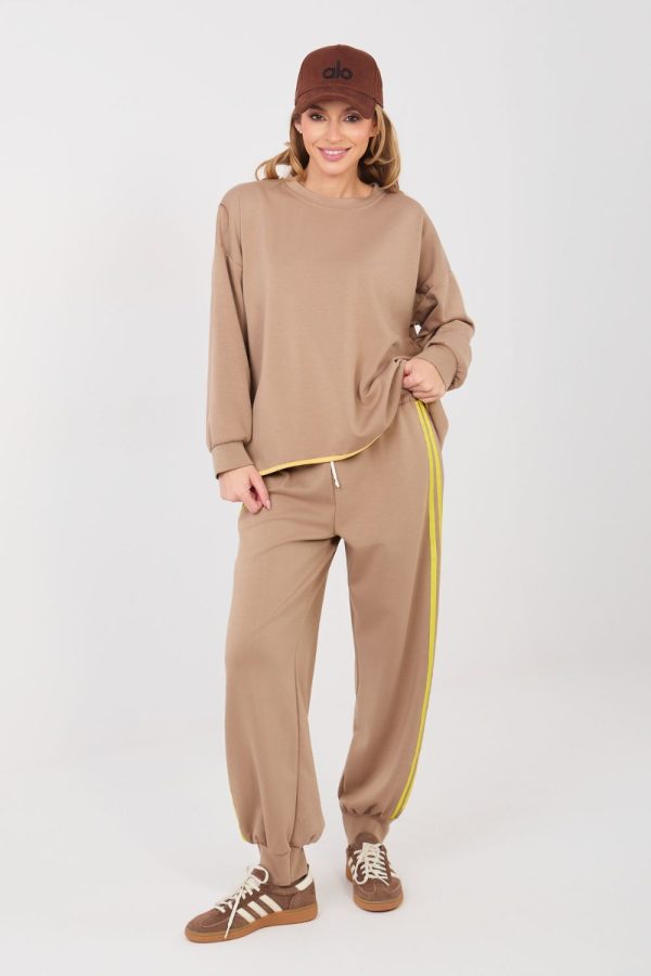 Beige Set in Pants, Trousers, Shorts with Spandex, Polyester and Viscose