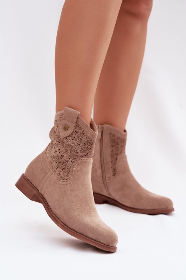 beige Heel boots model 224619 Step in style