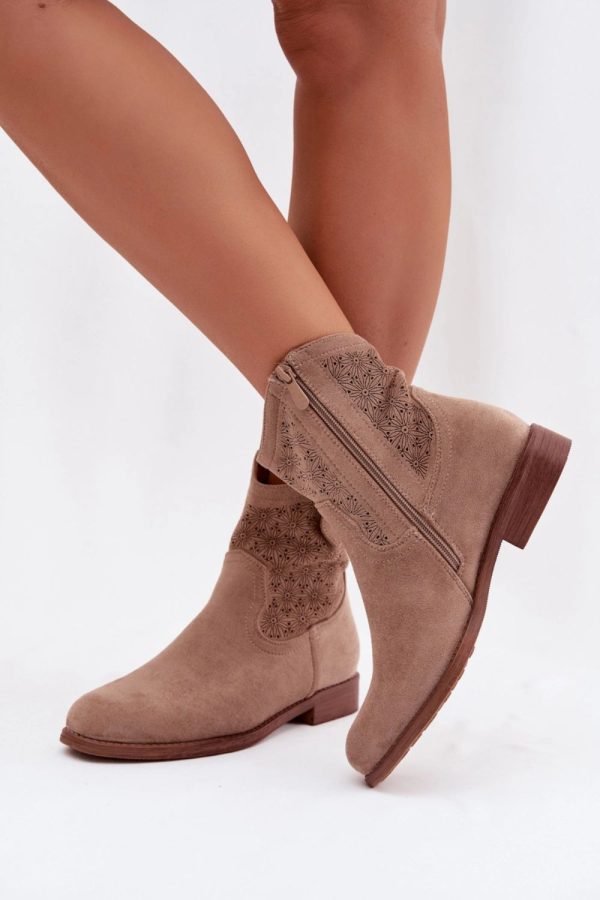 beige Heel boots model 224619 Step in style