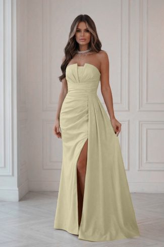 Yellow Long Dress in Evening Dresses with Spandex and Polyester