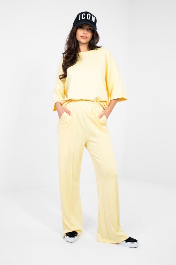 Yellow Tracksuit Trousers in Pants, Trousers, Shorts with Spandex and Viscose