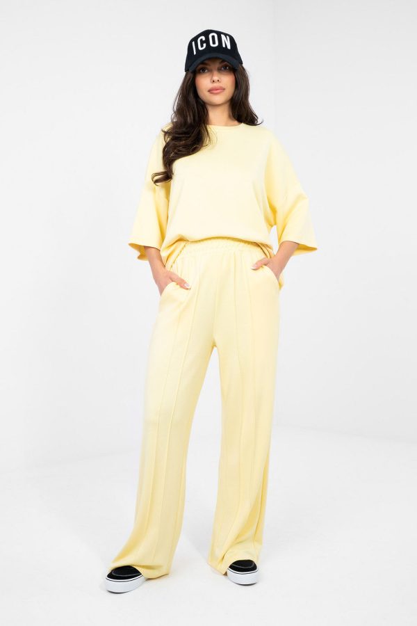Yellow Tracksuit Trousers in Pants, Trousers, Shorts with Spandex and Viscose