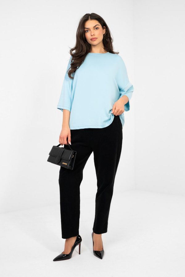 Blue Blouse in Women`s Blouses, Tunics with Spandex and Viscose