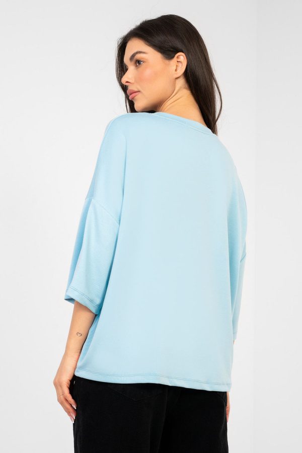 Blue Blouse in Women`s Blouses, Tunics with Spandex and Viscose