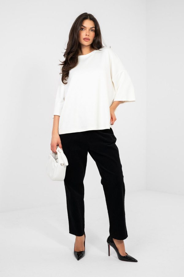 White Blouse in Women`s Blouses, Tunics with Spandex and Viscose