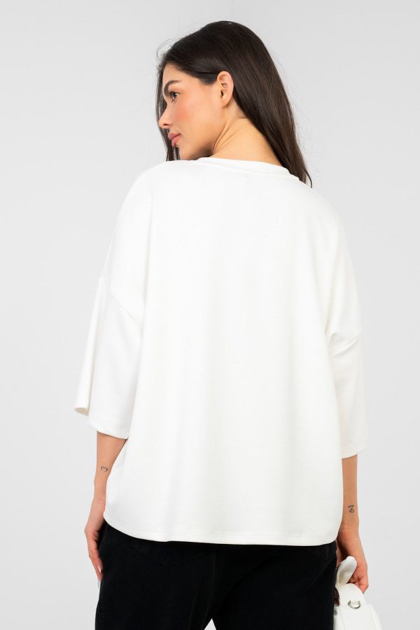 White Blouse in Women`s Blouses, Tunics with Spandex and Viscose