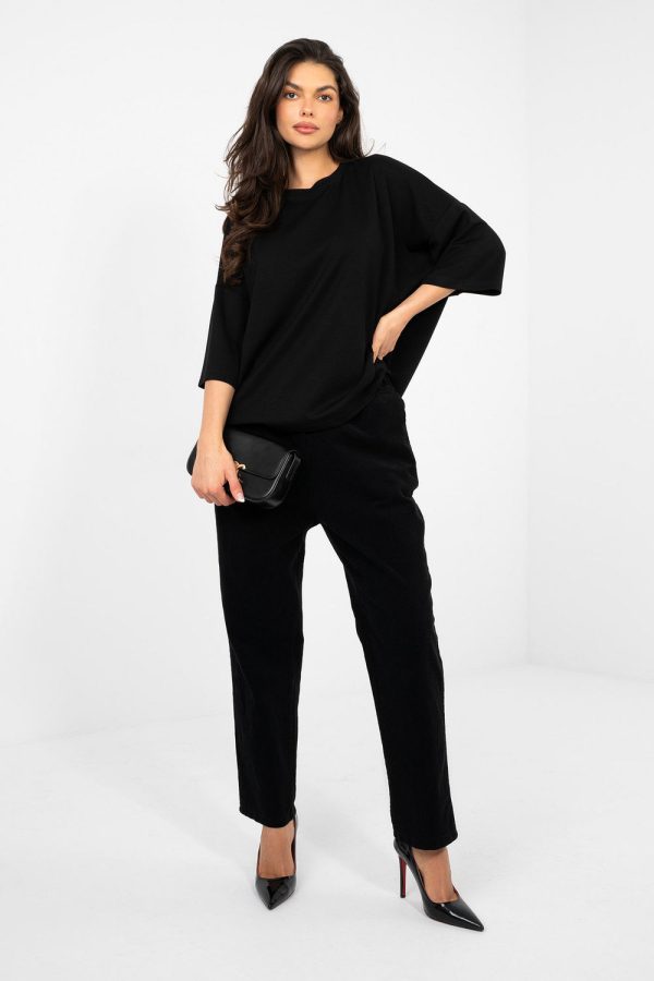 Black Blouse in Women`s Blouses, Tunics with Spandex and Viscose