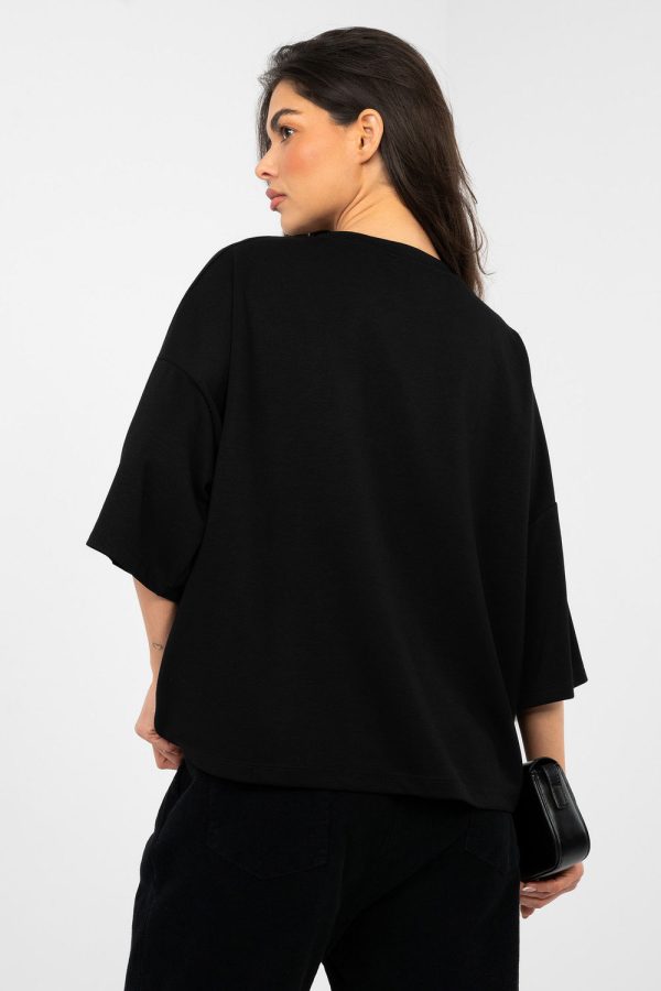 Black Blouse in Women`s Blouses, Tunics with Spandex and Viscose