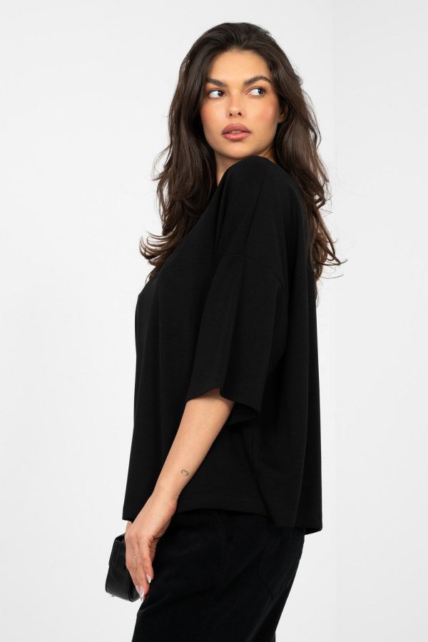 Black Blouse in Women`s Blouses, Tunics with Spandex and Viscose