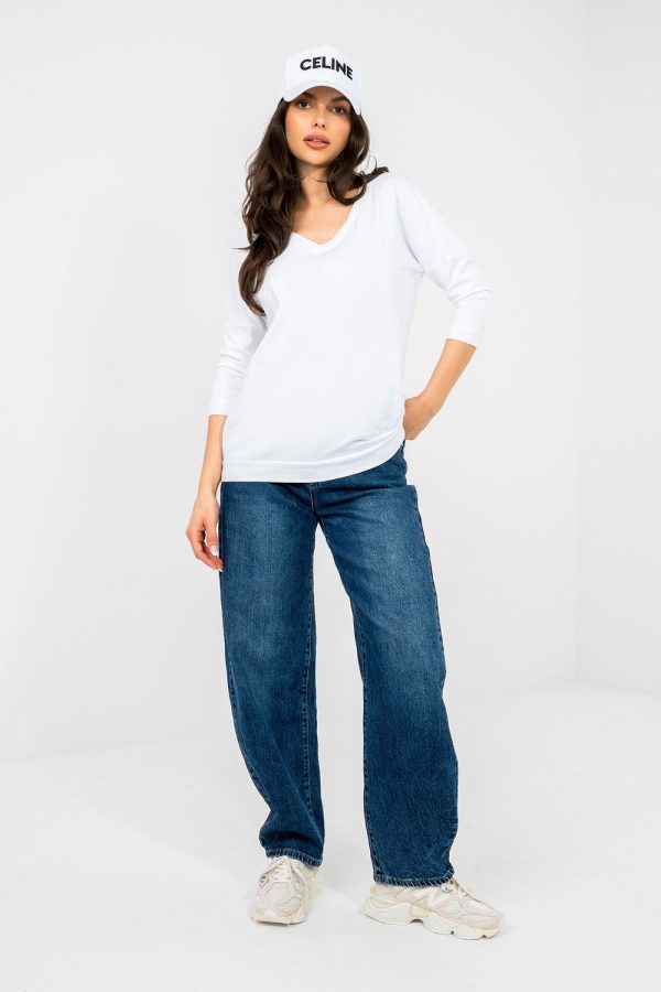 White Blouse in Women`s Blouses, Tunics with Cotton and Spandex