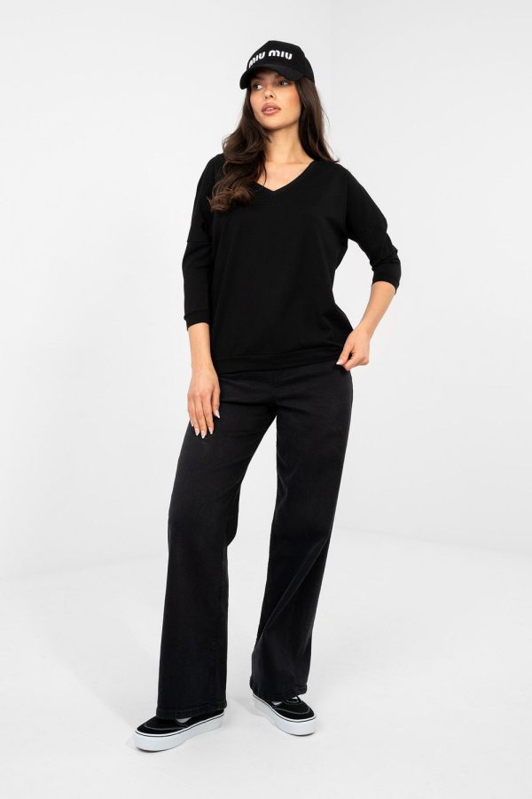 Black Blouse in Women`s Blouses, Tunics with Cotton and Spandex