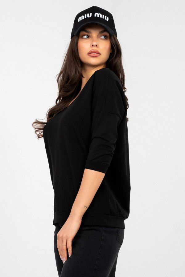 Black Blouse in Women`s Blouses, Tunics with Cotton and Spandex