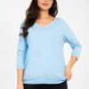 Blue Blouse in Women`s Blouses, Tunics with Cotton and Spandex