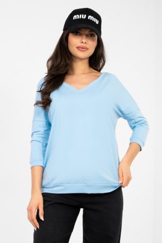 Blue Blouse in Women`s Blouses, Tunics with Cotton and Spandex