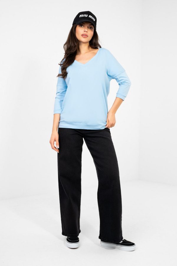 Blue Blouse in Women`s Blouses, Tunics with Cotton and Spandex