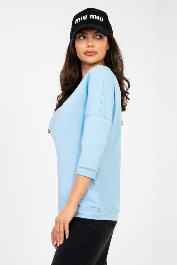 Blue Blouse in Women`s Blouses, Tunics with Cotton and Spandex