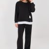 Black Set in Pants, Trousers, Shorts with Spandex, Polyester and Viscose