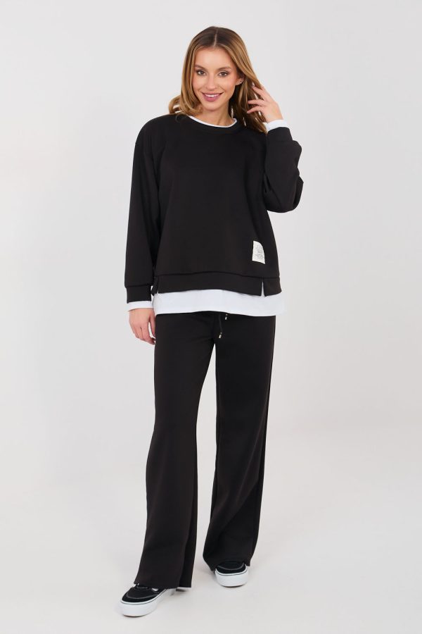 Black Set in Pants, Trousers, Shorts with Spandex, Polyester and Viscose