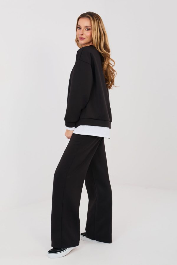 Black Set in Pants, Trousers, Shorts with Spandex, Polyester and Viscose