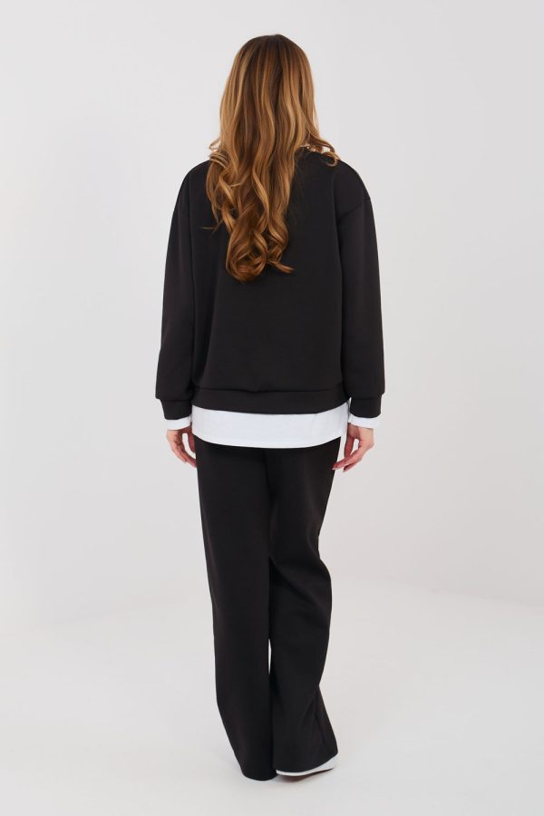 Black Set in Pants, Trousers, Shorts with Spandex, Polyester and Viscose