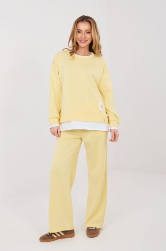 Yellow Set in Pants, Trousers, Shorts with Spandex, Polyester and Viscose