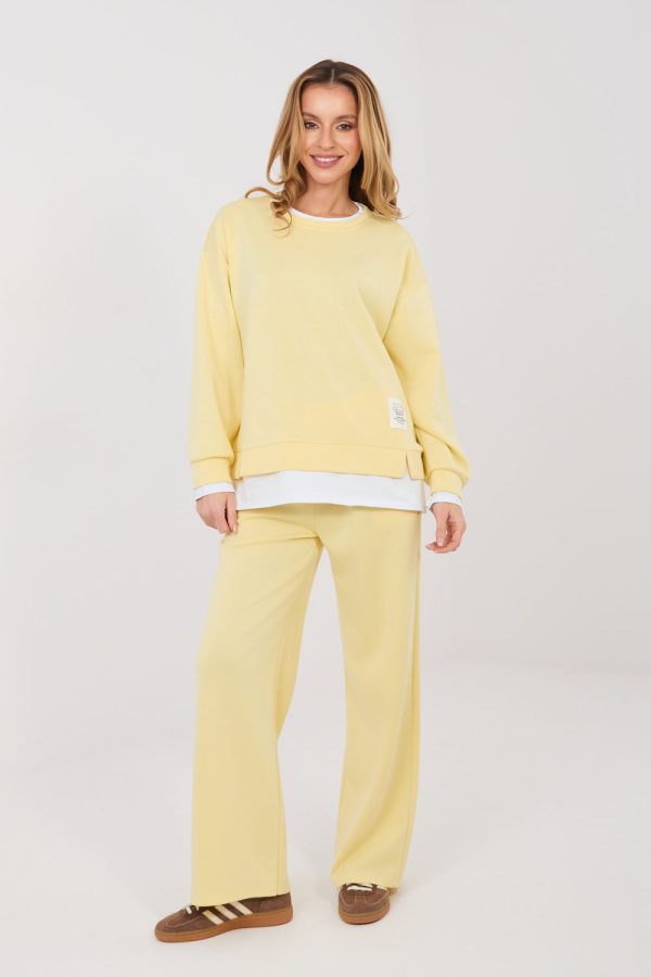 Yellow Set in Pants, Trousers, Shorts with Spandex, Polyester and Viscose
