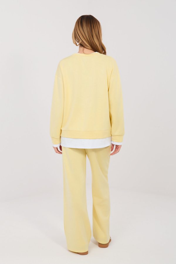 Yellow Set in Pants, Trousers, Shorts with Spandex, Polyester and Viscose