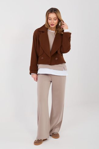 Beige Set in Pants, Trousers, Shorts with Spandex, Polyester and Viscose