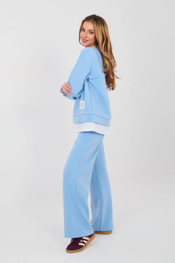 Blue Set in Pants, Trousers, Shorts with Spandex, Polyester and Viscose