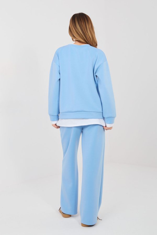 Blue Set in Pants, Trousers, Shorts with Spandex, Polyester and Viscose