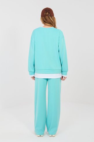 Green Set in Pants, Trousers, Shorts with Spandex, Polyester and Viscose