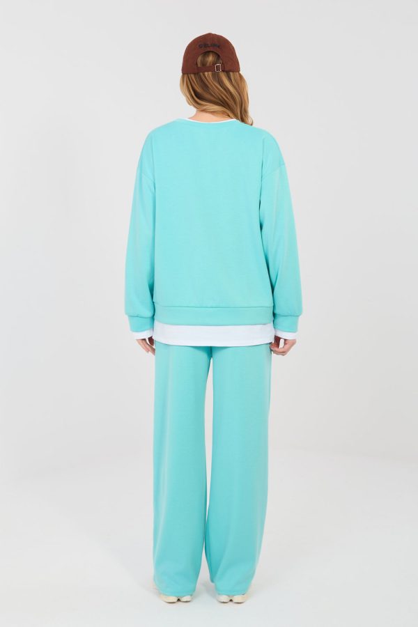 Green Set in Pants, Trousers, Shorts with Spandex, Polyester and Viscose