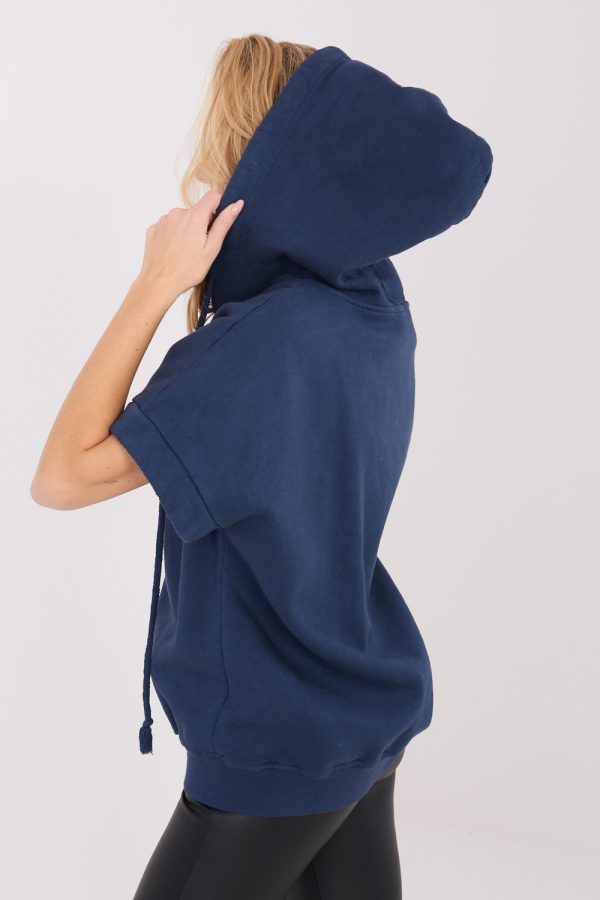 Navy Blue Sweatshirt in Sweatshirts For Women with Cotton and Spandex