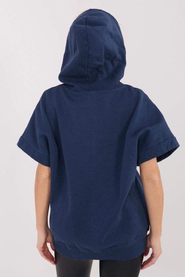 Navy Blue Sweatshirt in Sweatshirts For Women with Cotton and Spandex