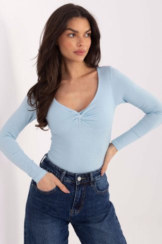 Blue Blouse in Women`s Blouses, Tunics with Cotton and Spandex