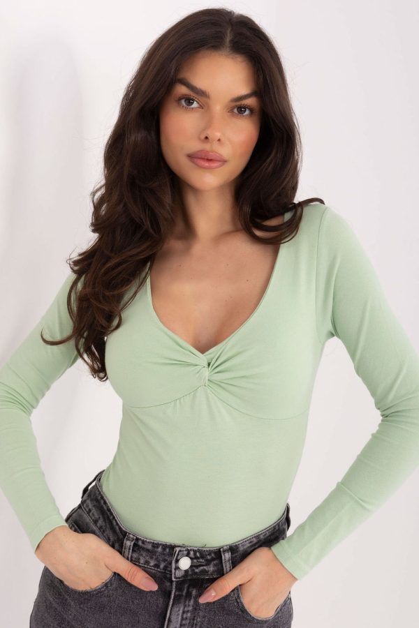 Green Blouse in Women`s Blouses, Tunics with Cotton and Spandex