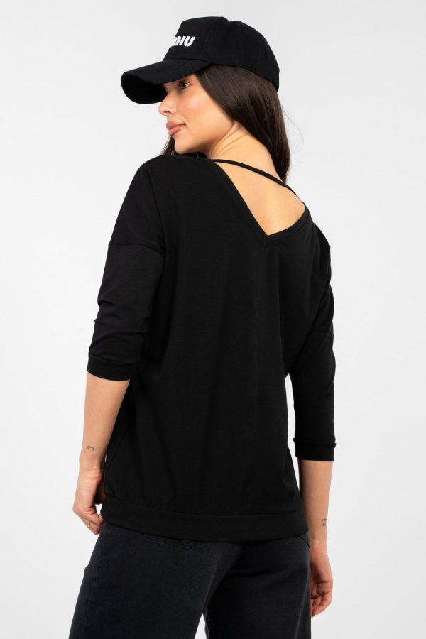 Black Blouse in Women`s Blouses, Tunics with Cotton and Spandex