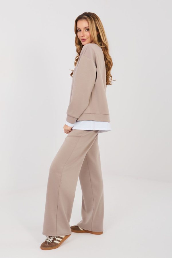 Beige Set in Pants, Trousers, Shorts with Spandex, Polyester and Viscose