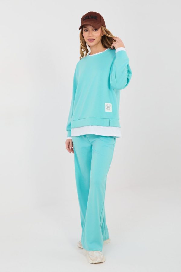Green Set in Pants, Trousers, Shorts with Spandex, Polyester and Viscose
