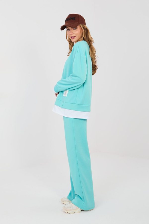 Green Set in Pants, Trousers, Shorts with Spandex, Polyester and Viscose