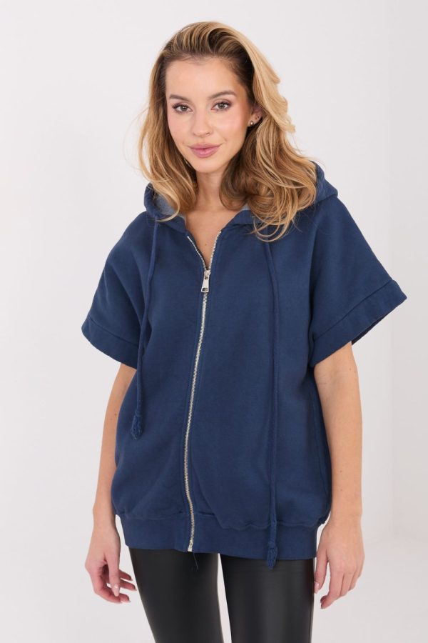 Navy Blue Sweatshirt in Sweatshirts For Women with Cotton and Spandex