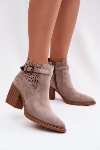 beige Heel boots model 224702 Step in style